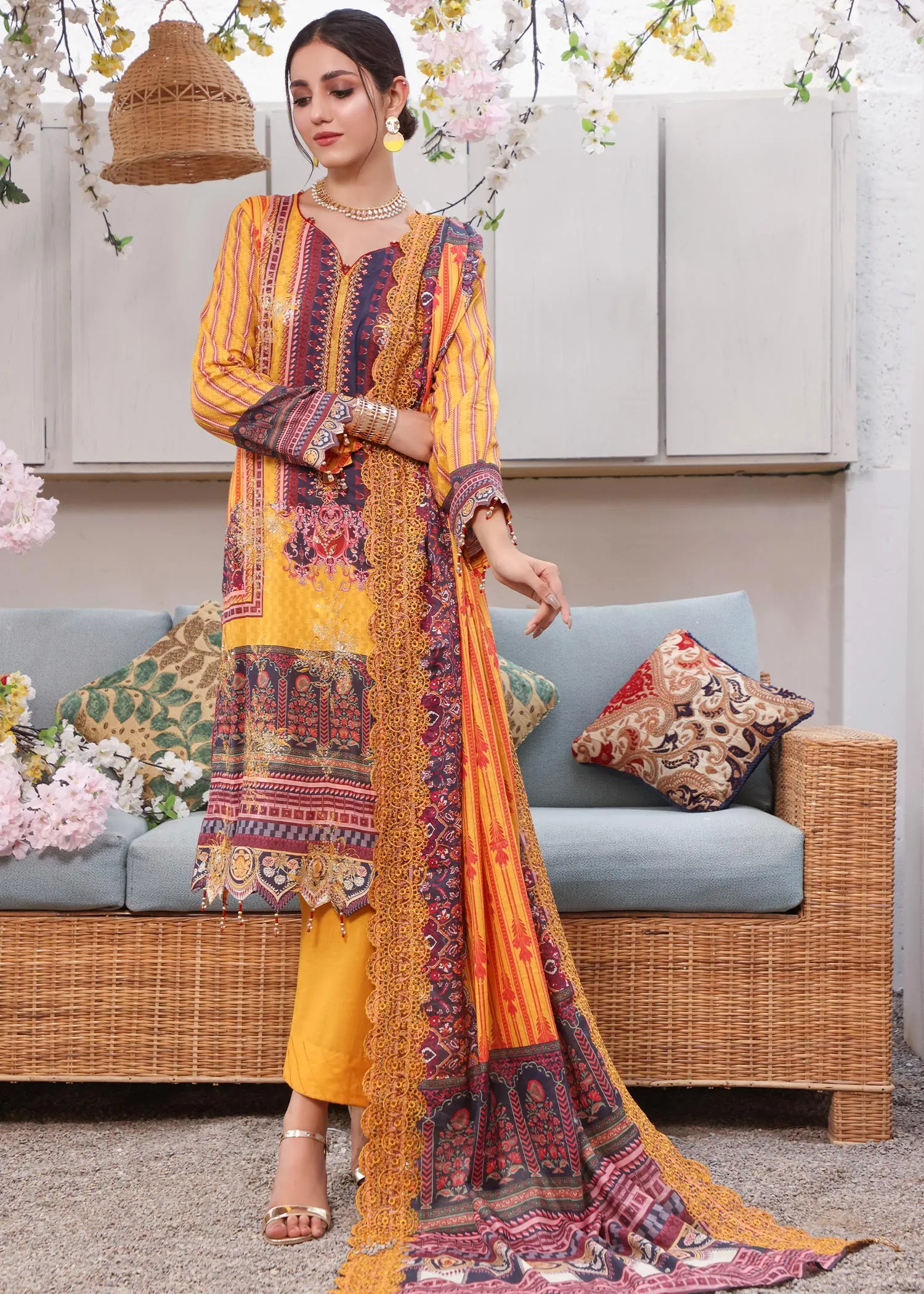 Rujhan - Luxury Embroidered Printed Lawn -3pc Unstitched - RPCE-006