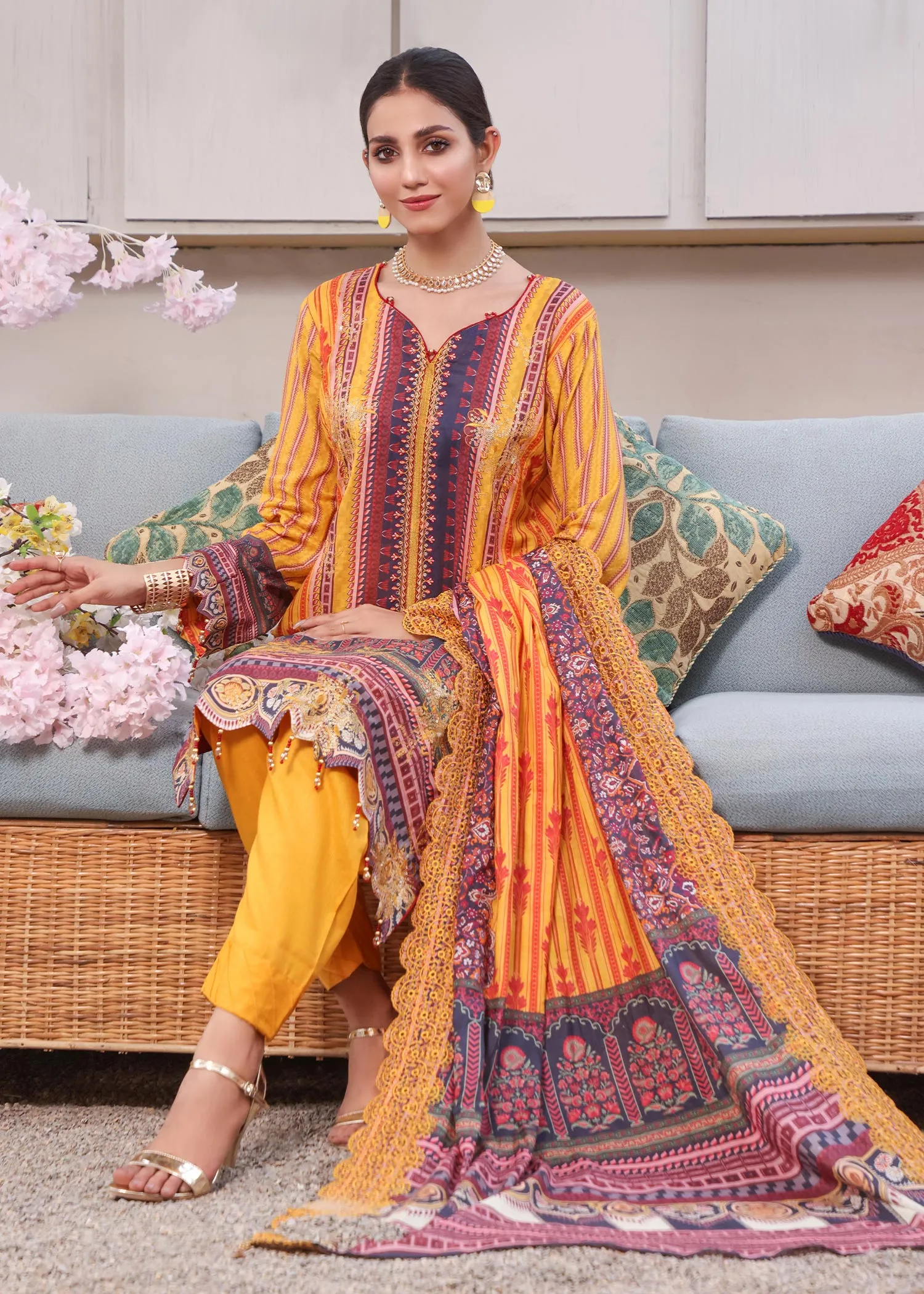 Rujhan - Luxury Embroidered Printed Lawn -3pc Unstitched - RPCE-006