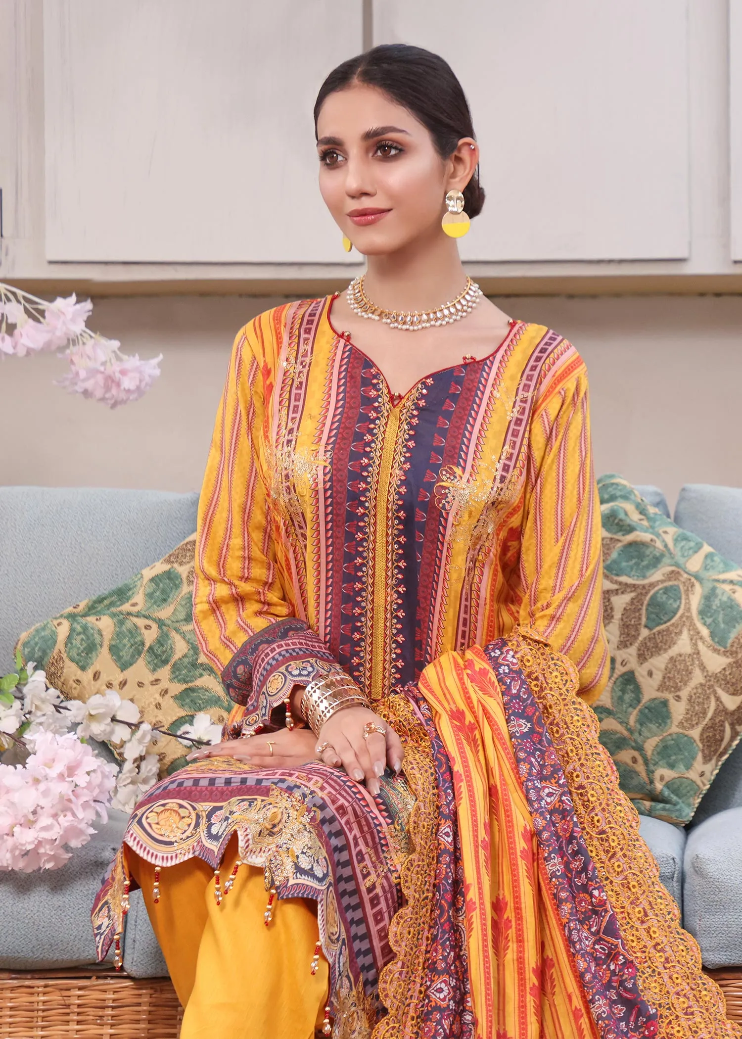 Rujhan - Luxury Embroidered Printed Lawn -3pc Unstitched - RPCE-006