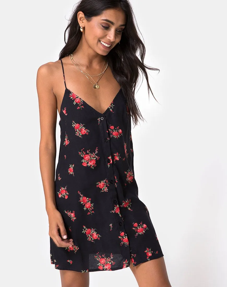 Sanna Slip Dress in Soi Rose Black and Red