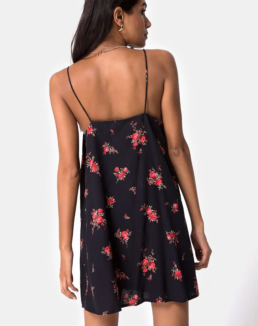 Sanna Slip Dress in Soi Rose Black and Red