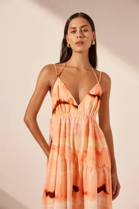 SHONA JOY - Larissa Tiered Maxi Dress - Peach Multi