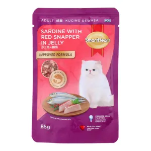 Smartheart Sardine with Red Snapper in Jelly Pouch Cat Food 85g x 12