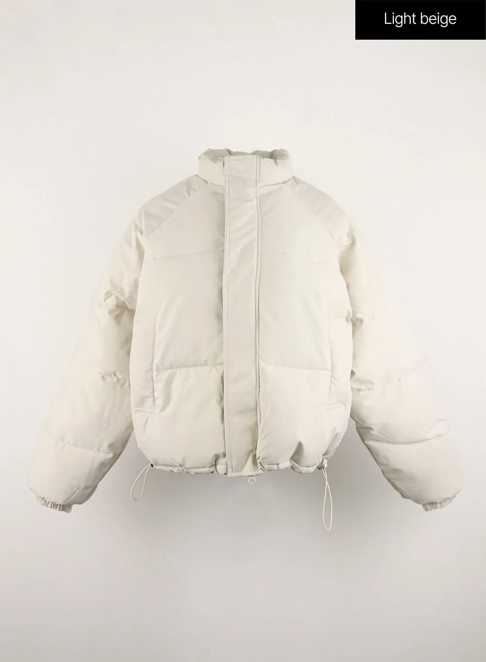 Solid Zip-Up Stand Collar Puffer Jacket OD315