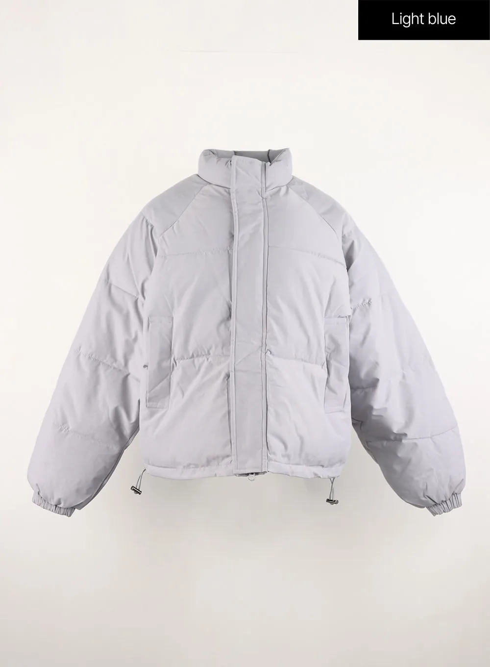 Solid Zip-Up Stand Collar Puffer Jacket OD315