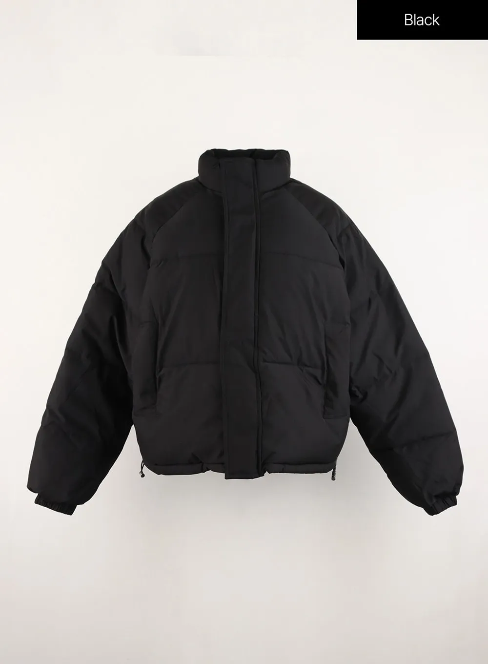 Solid Zip-Up Stand Collar Puffer Jacket OD315