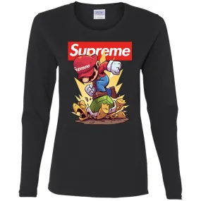 Supreme Mario Gaming T-shirt Women Long Sleeve Shirt