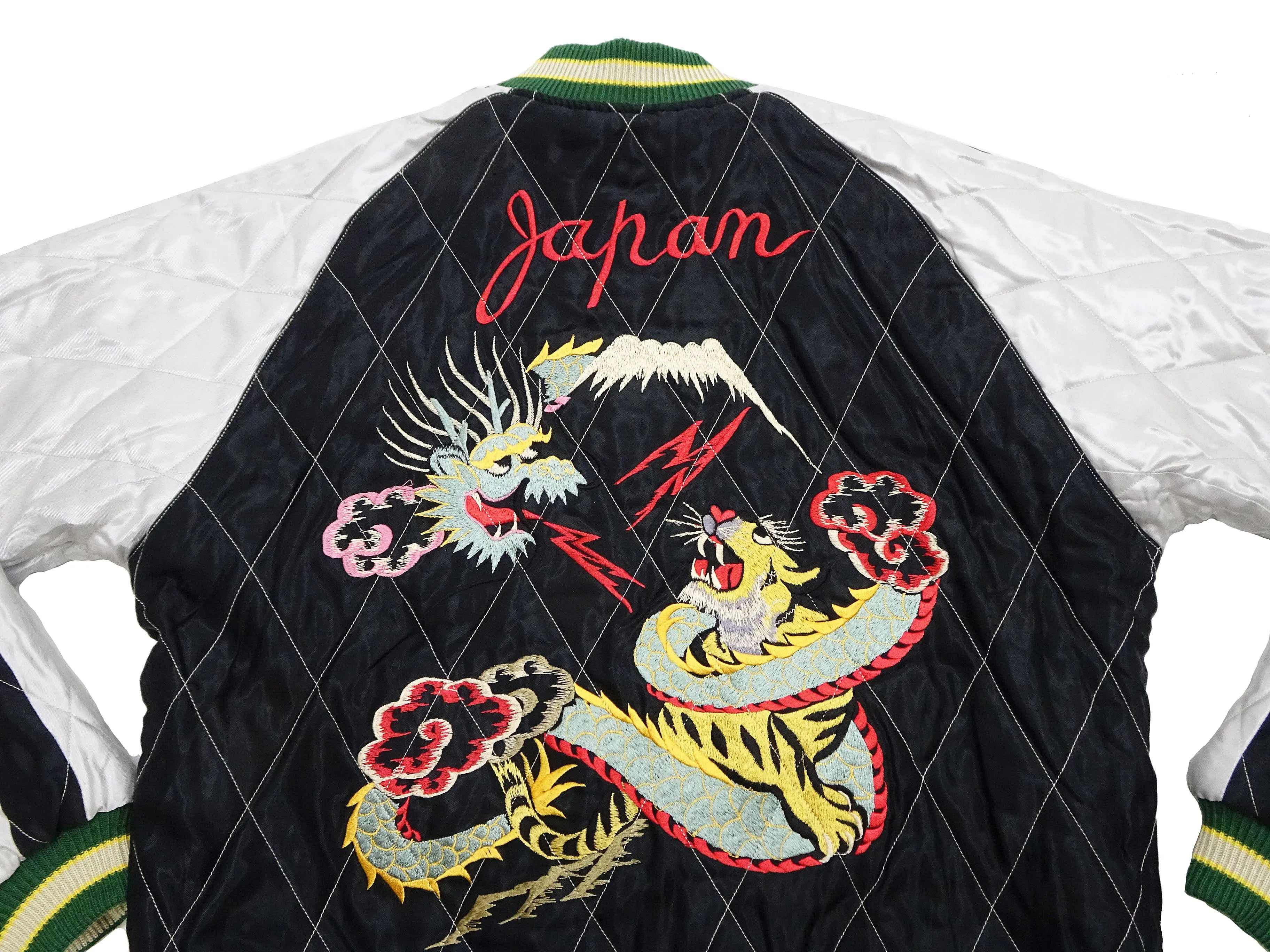 Tailor Toyo Sukajan Jacket TT15666 Men's Reversible Embroidered Japanese Souvenir Jacket with Velvet and Quilted Satin TT15666-119 Black Spiderweb, Snake & Skull