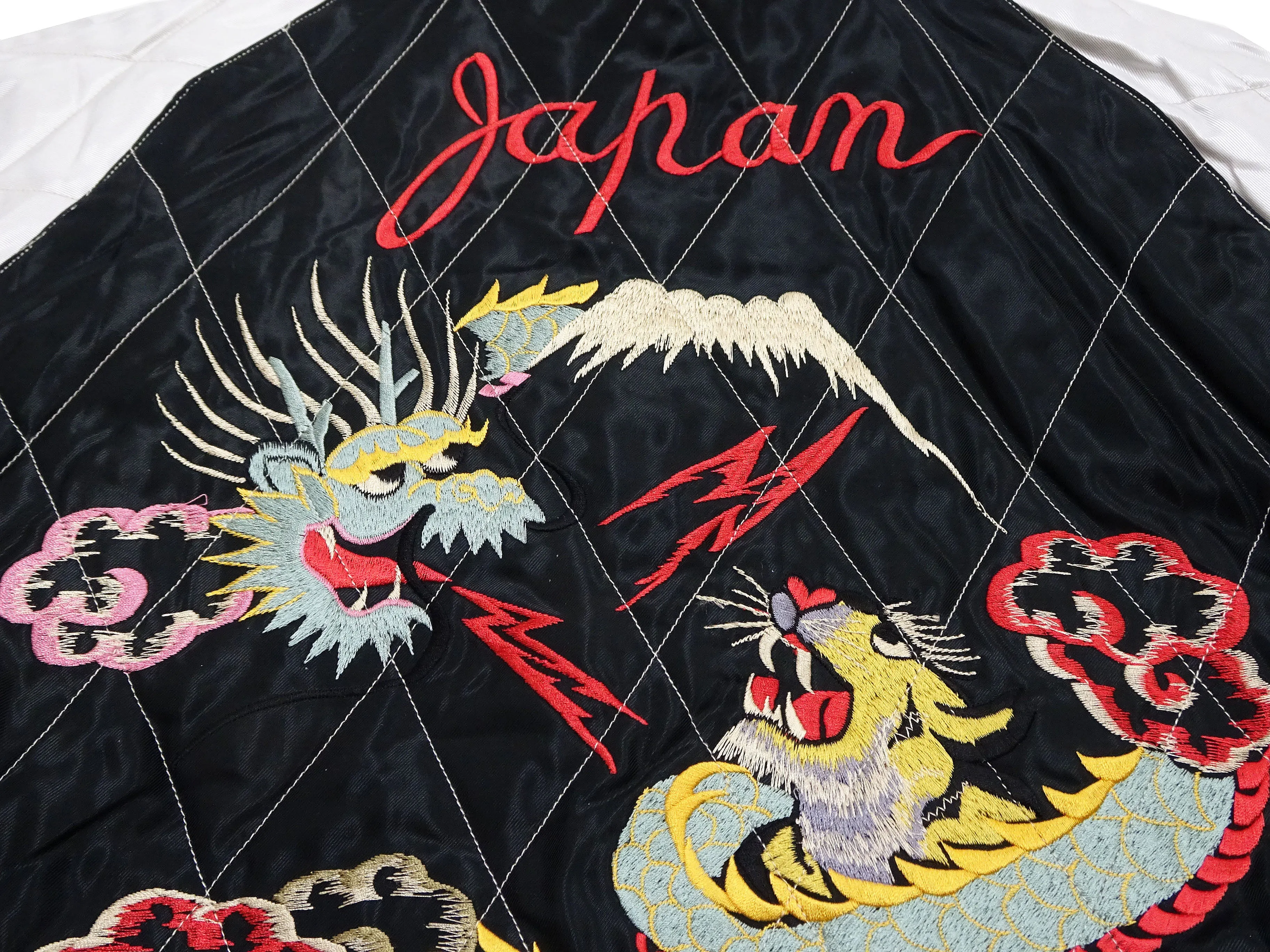 Tailor Toyo Sukajan Jacket TT15666 Men's Reversible Embroidered Japanese Souvenir Jacket with Velvet and Quilted Satin TT15666-119 Black Spiderweb, Snake & Skull