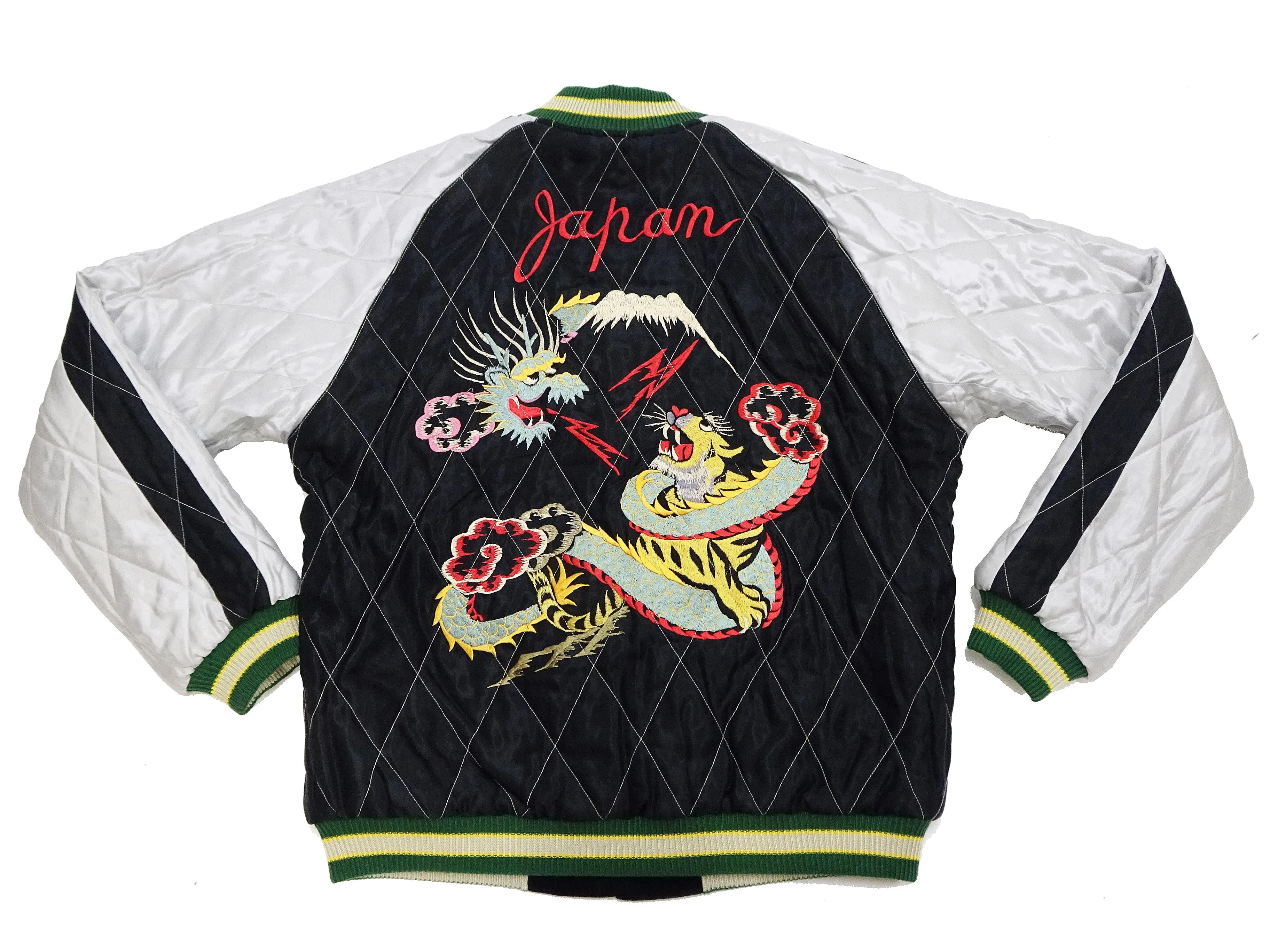 Tailor Toyo Sukajan Jacket TT15666 Men's Reversible Embroidered Japanese Souvenir Jacket with Velvet and Quilted Satin TT15666-119 Black Spiderweb, Snake & Skull