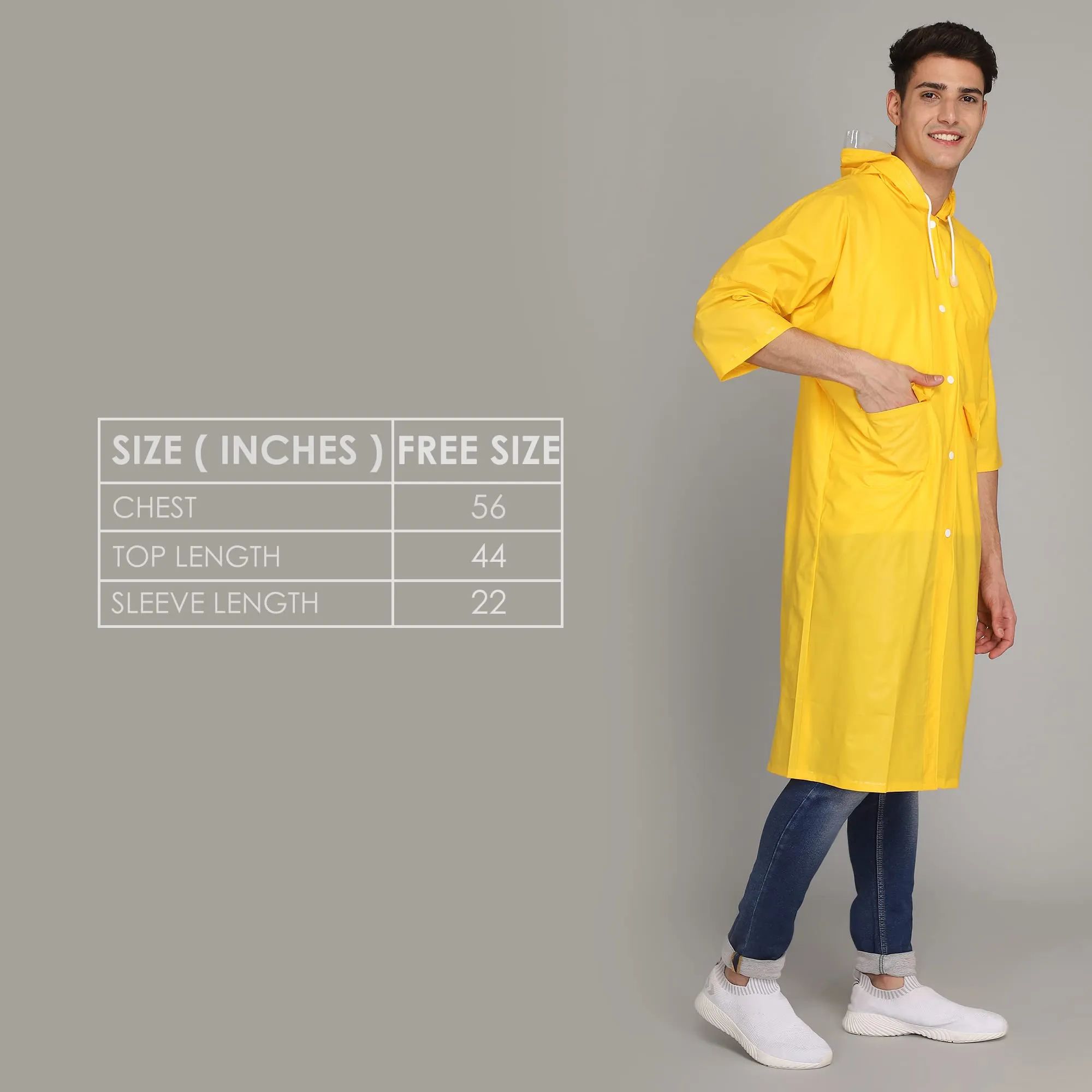 THE CLOWNFISH Raincoat for Men and Women Waterproof PVC Material Longcoat with Adjustable Hood Agro Pro Series (Yellow, Free Size)