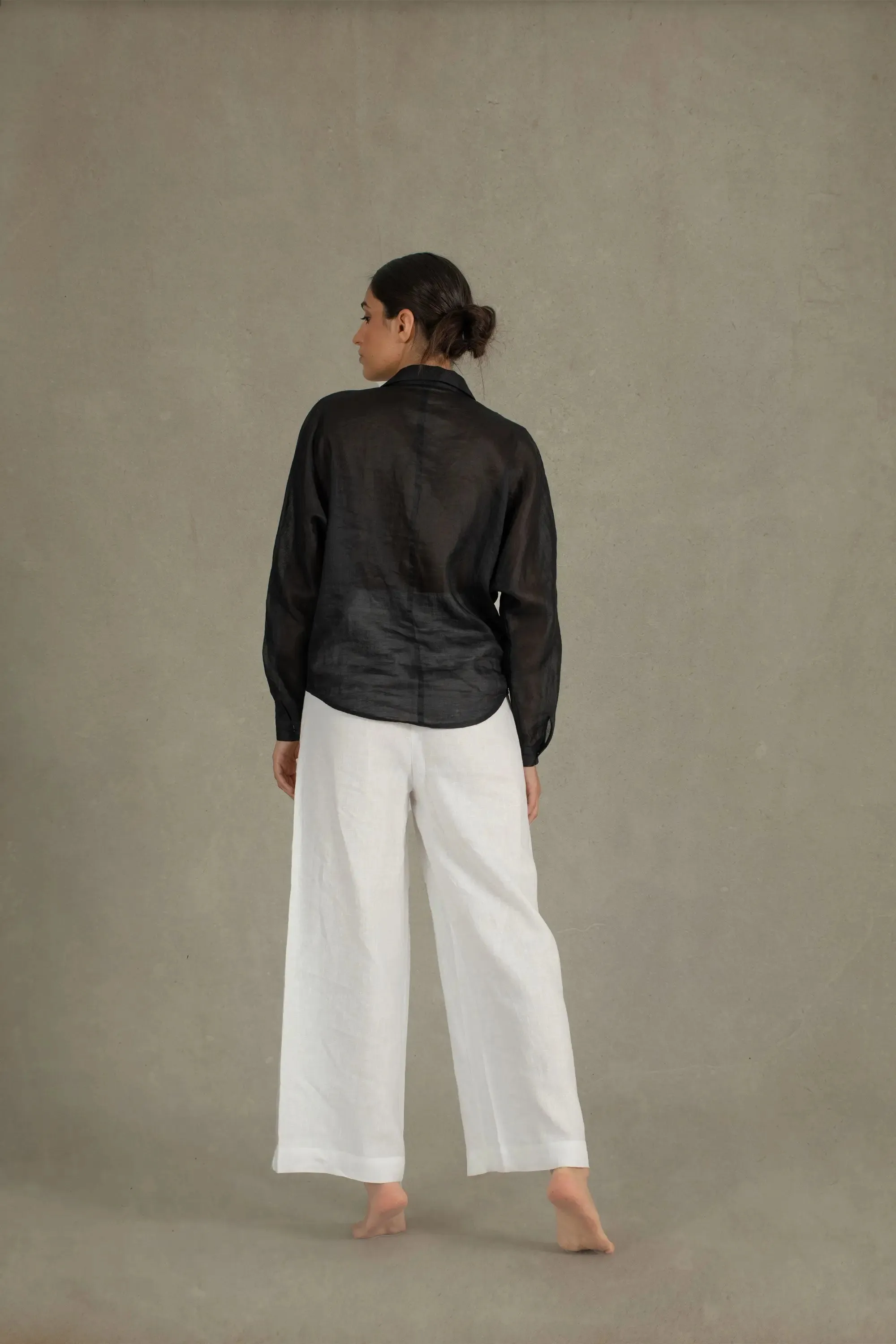 Étoile Tuxedo Ramie Linen Shirt Black