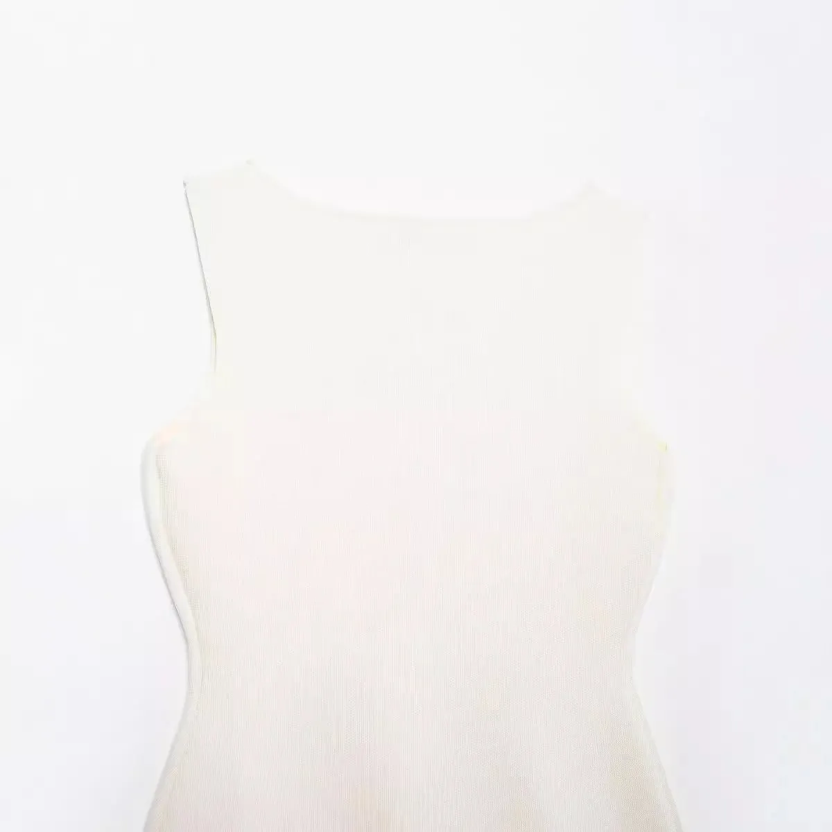 White Golden Button Embellished Flat Needle Vest Top