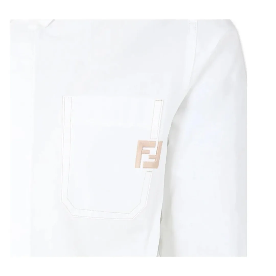 White Long Sleeves FF Button Up Shirt