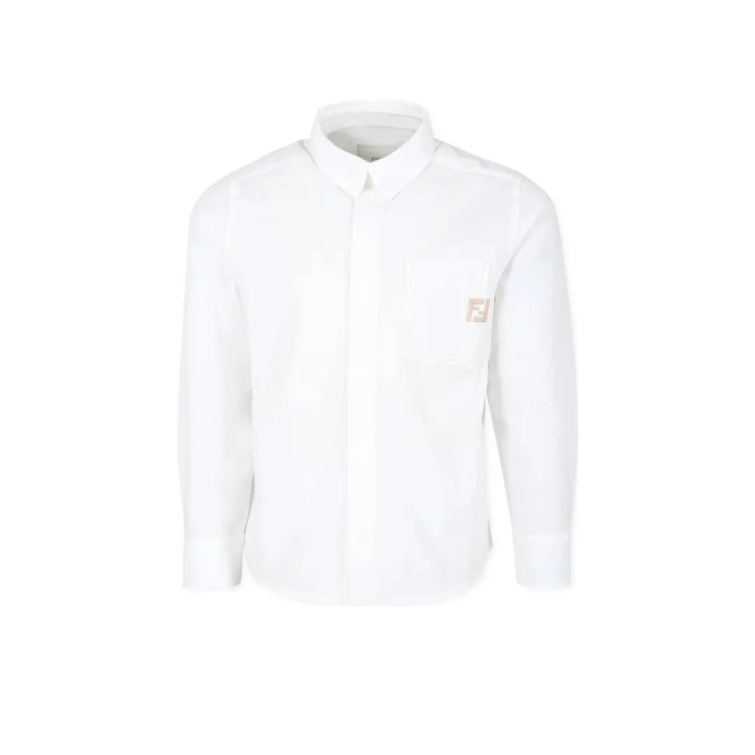 White Long Sleeves FF Button Up Shirt