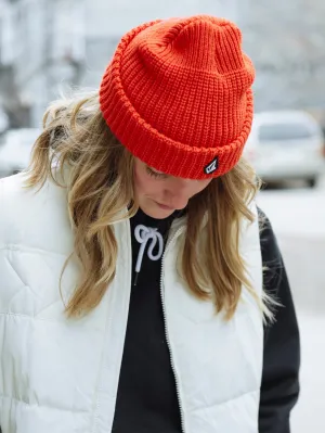 Womens Voluxe Beanie - Orange Shock